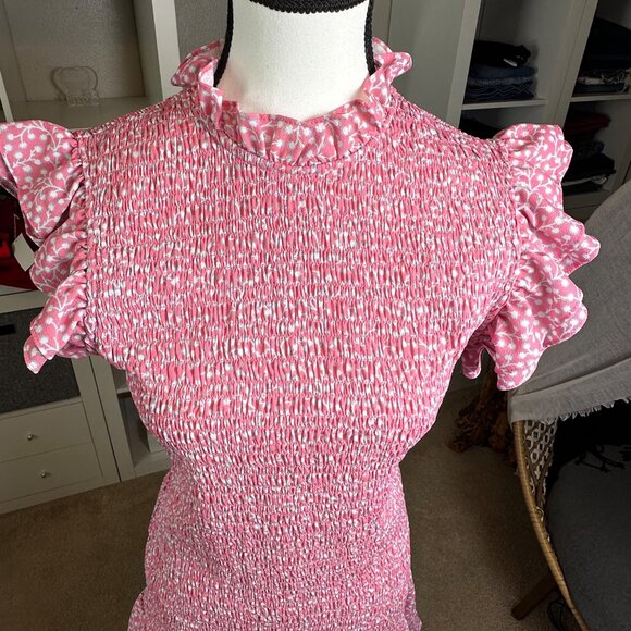 French Connection Womens Elao Verona Crepe Mini Dress Smocked Dress Sz M Fairy - Picture 11 of 12